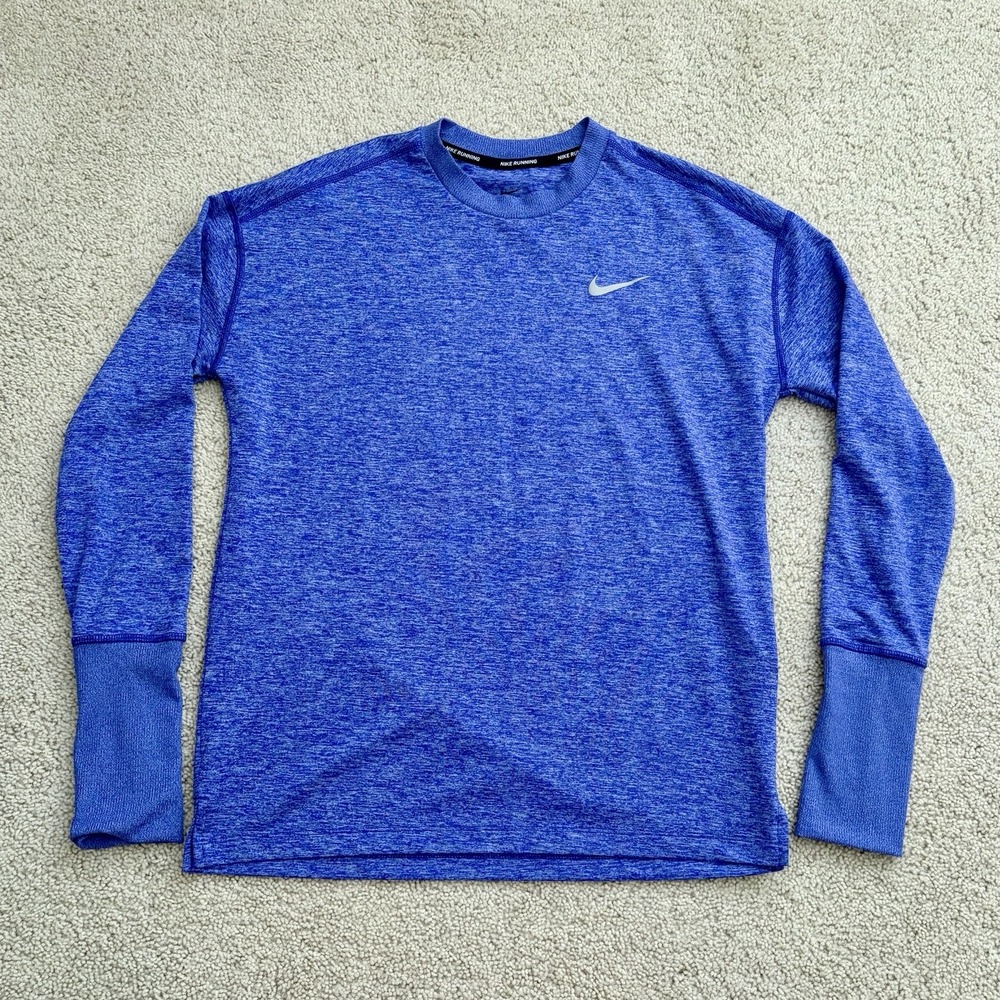 Nike Running Dri-Fit Long Sleeve Top Shirt Women's Small Blue Thumb Holes